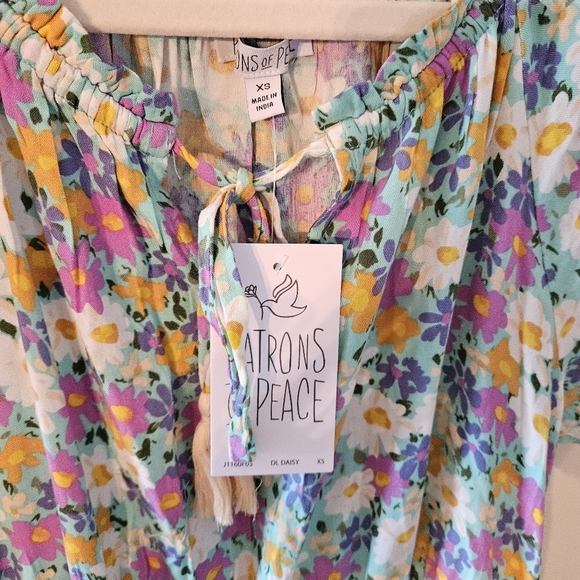 NWT Patrons Of Peace Daisy Sundress Floral Print Mini Feminine Sun Dress Size XS - Picture 12 of 15